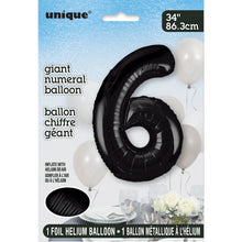 Load image into Gallery viewer, Black Number 6 Shaped Foil Balloon 34"