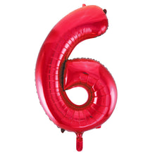 Load image into Gallery viewer, Red Number 6 Shaped Foil Balloon 34"