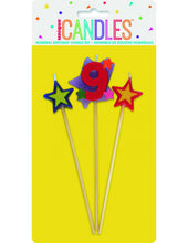 Load image into Gallery viewer, Number 9 Star Birthday Candles Set