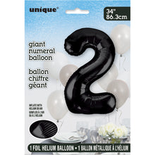 Load image into Gallery viewer, Black Number 2 Shaped Foil Balloon 34"