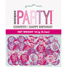 Load image into Gallery viewer, Birthday Pink Glitz Number 80 Confetti, .5oz