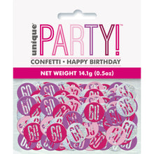 Load image into Gallery viewer, Birthday Pink Glitz Number 60 Confetti, .5oz