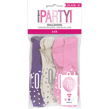 Load image into Gallery viewer, 12" Glitz Petal Pink, Spring Lavender, & White Latex Balloons 70 - 6ct