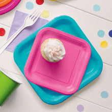 Load image into Gallery viewer, Terrific Teal Solid Square 9" FSC Dinner Plates, 14ct