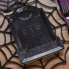 Load image into Gallery viewer, Embossed Tombstone Paper Halloween Plates (8pc)