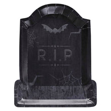 Load image into Gallery viewer, Embossed Tombstone Paper Halloween Plates (8pc)