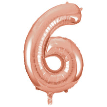 Load image into Gallery viewer, Rose Gold Number 6 Shaped Foil Balloon 34"