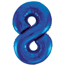 Load image into Gallery viewer, Blue Number 8 Shaped Foil Balloon 34"
