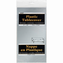 Load image into Gallery viewer, Silver Solid Rectangular Plastic Table Cover, 54"x108"