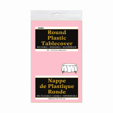 Load image into Gallery viewer, Lovely Pink Solid Round Plastic Table Cover, 84"