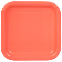 Load image into Gallery viewer, Coral Solid Square 9" Dinner Plates, 14ct