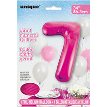Load image into Gallery viewer, Pink Number 7 Shaped Foil Balloon 34"