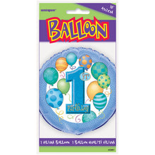Load image into Gallery viewer, First Birthday Blue Balloons Round Foil Balloon 18"