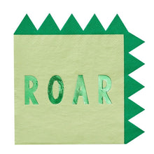 Load image into Gallery viewer, Green Dinosaur 'Roar' Party Paper Napkins (16ct)