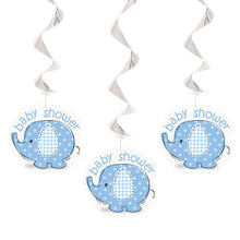 Load image into Gallery viewer, Umbrellaphants Blue Hanging Swirl Decorations - 3ct
