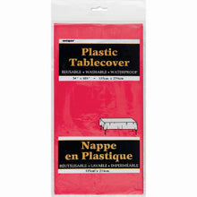 Load image into Gallery viewer, Ruby Red Solid Rectangular Plastic Table Cover, 54"x108"