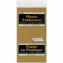 Load image into Gallery viewer, Matte Gold Solid Rectangular Plastic Table Cover, 54"x108"