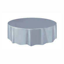 Load image into Gallery viewer, Silver Solid Round Plastic Table Cover, 84"