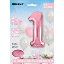 Load image into Gallery viewer, Lovely Pink Number 1 Shaped Foil Balloon 34"