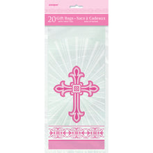 Load image into Gallery viewer, Pink Radiant Cross Cellophane Bags, 20ct