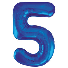 Load image into Gallery viewer, Blue Number 5 Shaped Foil Balloon 34"
