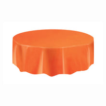 Load image into Gallery viewer, Pumpkin Orange Solid Round Plastic Table Cover, 84"