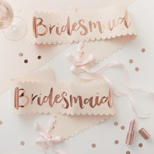 Load image into Gallery viewer, Pink & Rose Gold Bridesmaid Hen Party Sash (2 Pack)