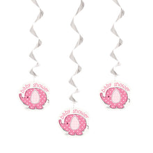 Load image into Gallery viewer, Umbrellaphants Pink Hanging Swirl Decorations - 3ct