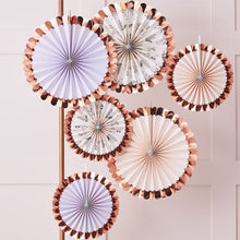 Load image into Gallery viewer, Pastel and Floral Fan Tea Party Decorations, 6 Pack.