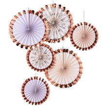 Load image into Gallery viewer, Pastel and Floral Fan Tea Party Decorations, 6 Pack.