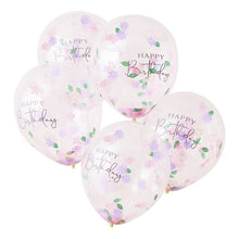 Load image into Gallery viewer, Ginger Ray Floral Confetti Happy Birthday Balloons