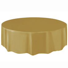 Load image into Gallery viewer, Matte Gold Solid Round Plastic Table Cover, 84"