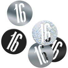 Load image into Gallery viewer, Birthday Black Glitz Number 16 Confetti, .5oz