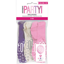 Load image into Gallery viewer, 12" Glitz Petal Pink, Spring Lavender, & White Latex Balloons 80 - 6ct