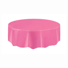 Load image into Gallery viewer, Hot Pink Solid Round Plastic Table Cover, 84"