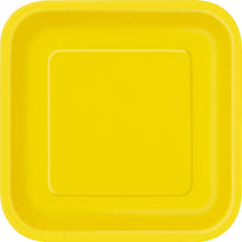 Load image into Gallery viewer, Bright Yellow Solid Square 9" FSC Dinner Plates, 14ct