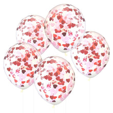 Load image into Gallery viewer, Confetti Heart Balloons (5 x 12" Latex)