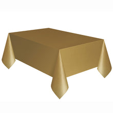 Load image into Gallery viewer, Matte Gold Solid Rectangular Plastic Table Cover, 54"x108"