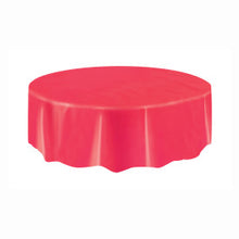 Load image into Gallery viewer, Red Solid Round Plastic Table Cover, 84"