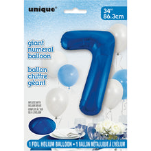 Load image into Gallery viewer, Blue Number 7 Shaped Foil Balloon 34"