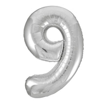 Load image into Gallery viewer, Silver Number 9 Shaped Foil Balloon 34"