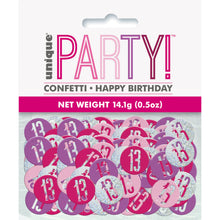 Load image into Gallery viewer, Birthday Pink Glitz Number 13 Confetti, .5oz