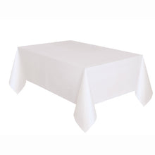 Load image into Gallery viewer, White Solid Rectangular Plastic Table Cover, 54"x108"