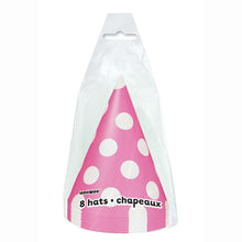 Load image into Gallery viewer, Hot Pink Dots Party Hats, 8ct