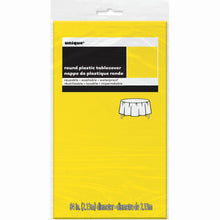 Load image into Gallery viewer, Bright Yellow Solid Round Plastic Table Cover, 84"