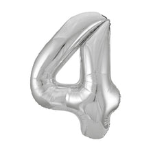 Load image into Gallery viewer, Silver Number 4 Shaped Foil Balloon 34"