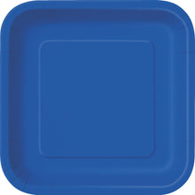 Load image into Gallery viewer, Royal Blue Solid FSC Square 9" Dinner Plates, 14ct