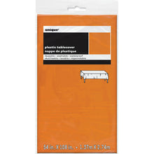 Load image into Gallery viewer, Pumpkin Orange Solid Rectangular Plastic Table Cover, 54"x108"