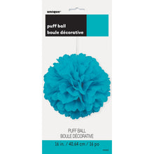 Load image into Gallery viewer, Caribbean / Terrific Teal Solid 16" Hanging Tissue Pom Pom
