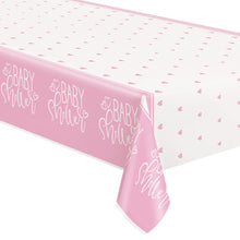 Load image into Gallery viewer, Pink Hearts Baby Shower Rectangular Plastic Table Cover - 54"x84"